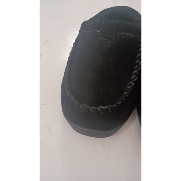 $Cozy Clarks black clog slippers mens suede braid edge Fuzzy lined. Men's sz 10 - Picture 5 of 8